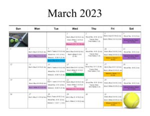 March 2023 Tennis Schedule with Matches