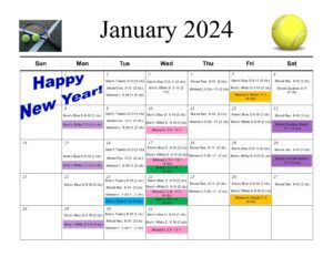 January 2024 tennis tournament schedule.